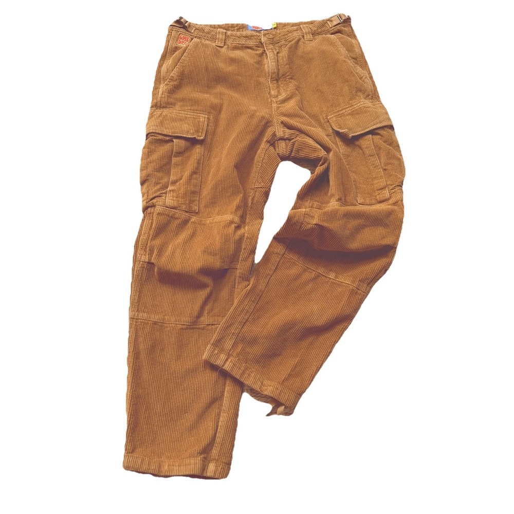 Empyre Pants Mens SZ-32 Brown Corduroy Cargo Baggy Skater-Tie Ankle Tie Grunge